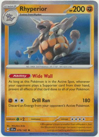 Rhyperior #076 Galaxy Holo kaart uit de Pokémon Stellar Crown set
