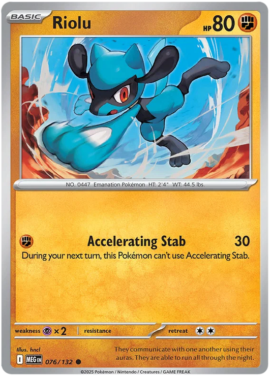 Riolu common Pokémon kaart nummer 076 uit de Mega Evolution set