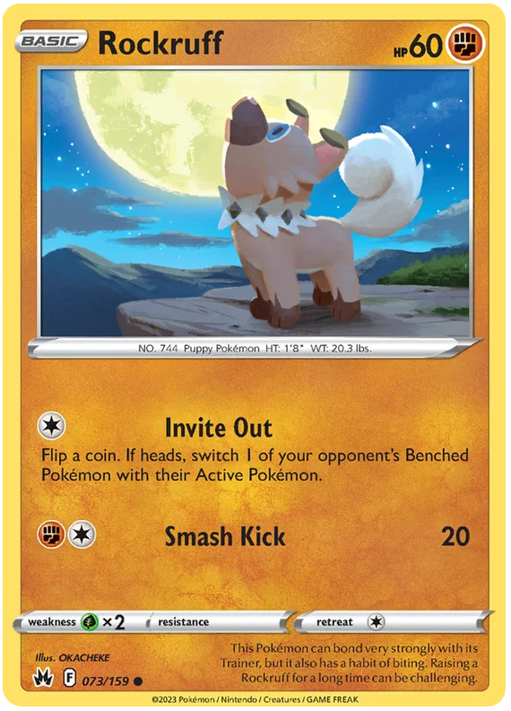 Rockruff common kaart nummer 073 uit de Pokémon Crown Zenith set