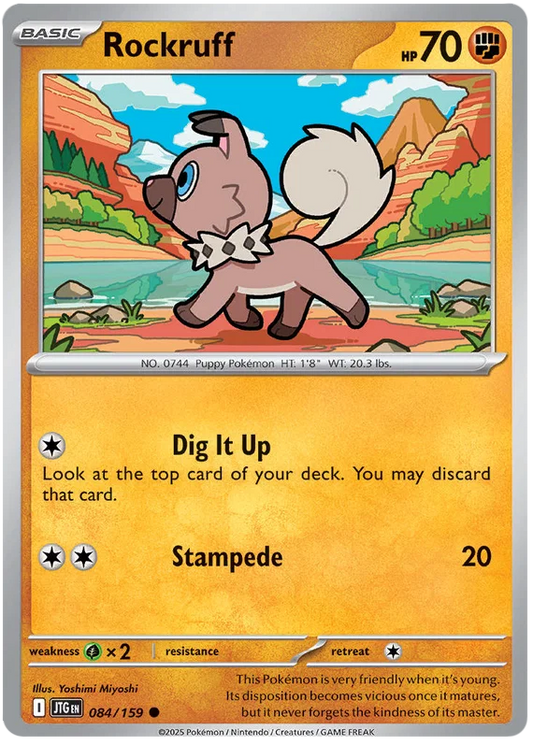 Pokémon Rockruff #084 common kaart uit de Journey Together set