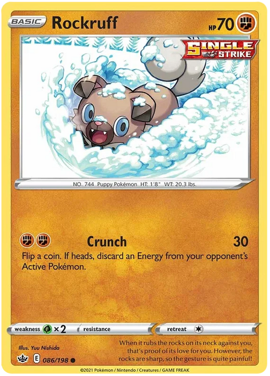 Rockruff common kaart 086/198 uit Pokémon Chilling Reign set met Crunch aanval