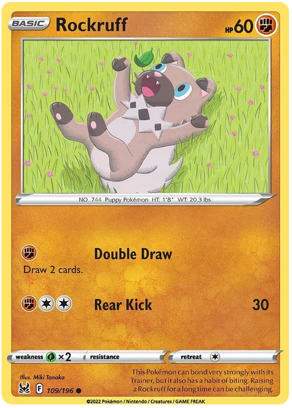 Rockruff common Pokémon kaart nummer 109/196 uit de Lost Origin set