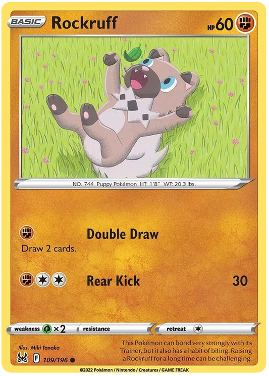 Rockruff common Pokémon kaart nummer 109/196 uit de Lost Origin set