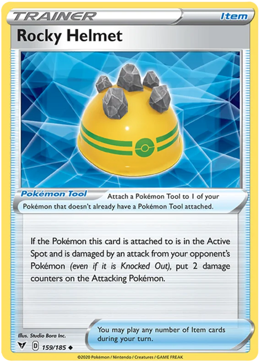 Rocky Helmet Trainer Item kaart uit de Pokémon Vivid Voltage set, kaartnummer 159/185