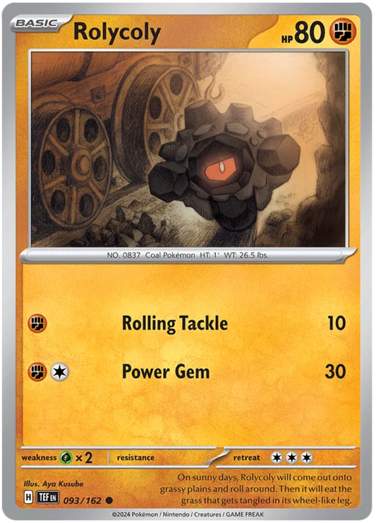 Rolycoly common Pokémon kaart nummer 093 uit de Temporal Forces set