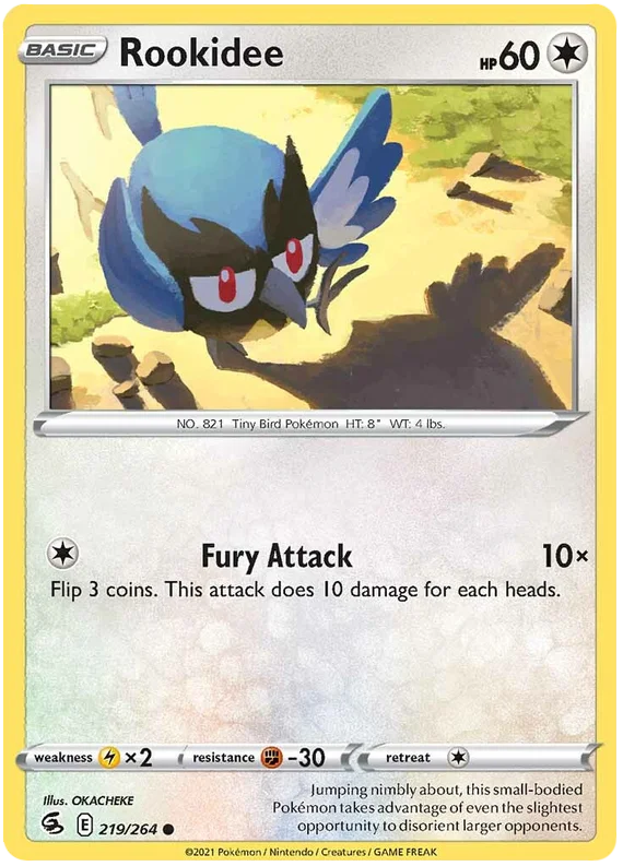Rookidee Pokémon kaart nummer 219/264 common uit de Fusion Strike set