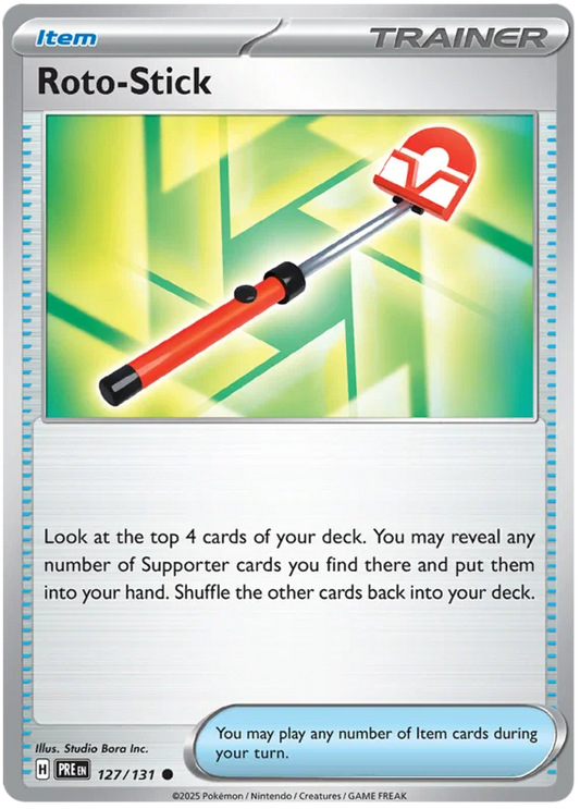 Pokemon Roto-Stick common trainerkaart nummer 127 uit Prismatic Evolutions set