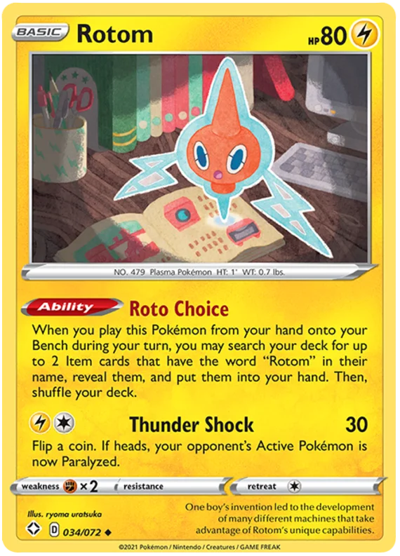 Rotom common kaart 034/072 uit de Pokémon Shining Fates set