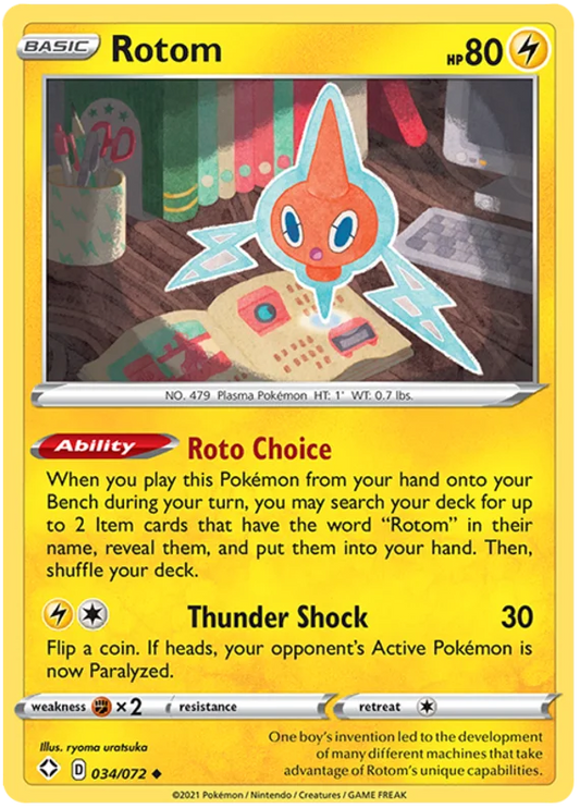 Rotom common kaart 034/072 uit de Pokémon Shining Fates set