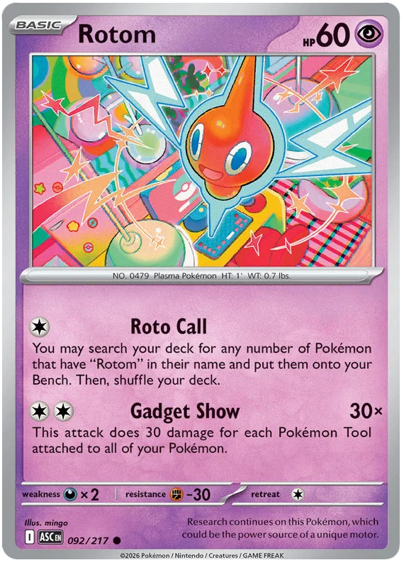 Pokémon Rotom common kaart nummer 092 uit de set Ascended Heroes