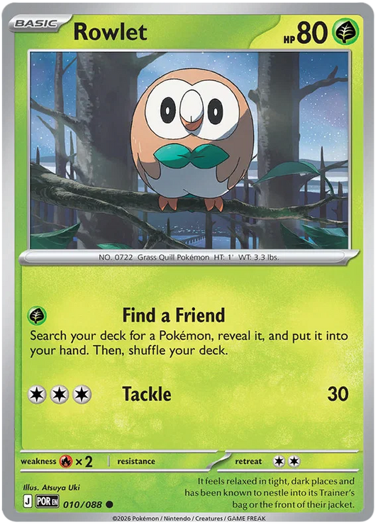 Pokémon Rowlet #010 common kaart uit de Perfect Order set