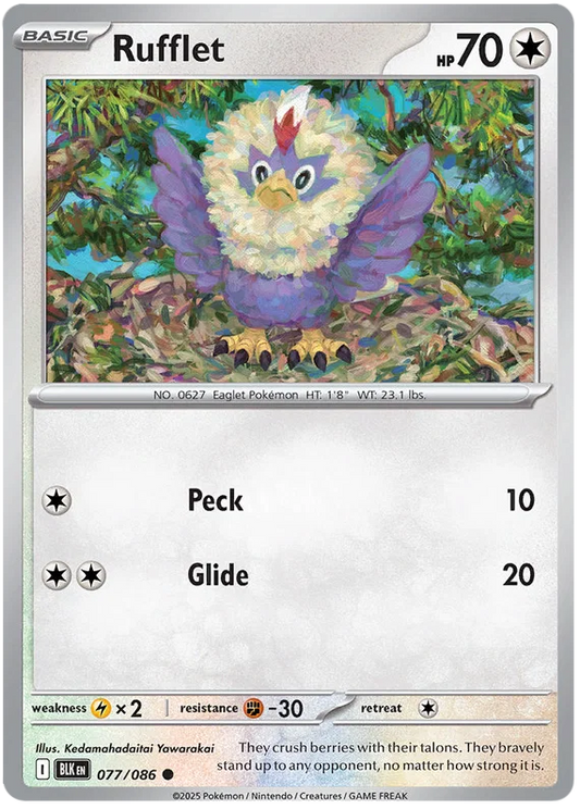 Pokémon Rufflet #077 common kaart uit de Black Bolt set