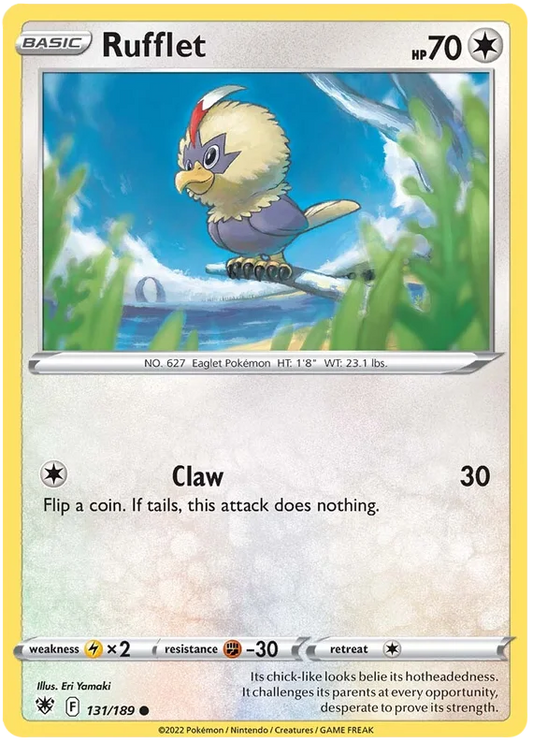Rufflet common pokémonkaart nummer 131/189 uit de Astral Radiance set