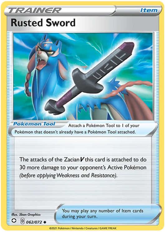 Rusted Sword Pokémon kaart uit Shining Fates, Trainer Item kaart nummer 062/072