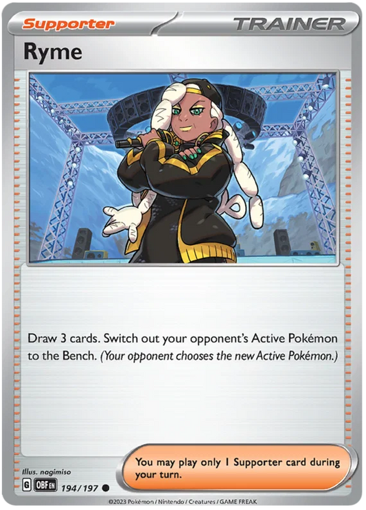 Pokémon Ryme #194 common trainerkaart uit de Obsidian Flames set