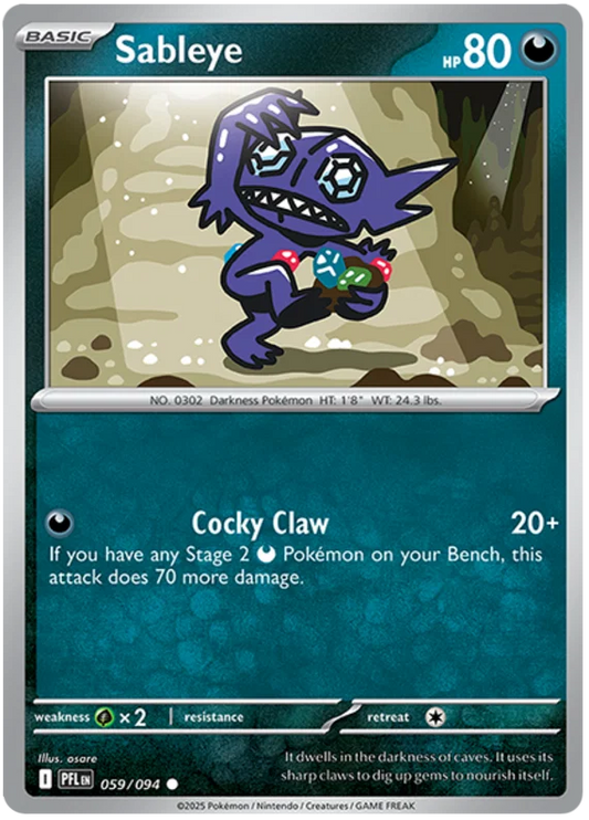 Pokémon Sableye #059 common kaart uit de Phantasmal Flames set