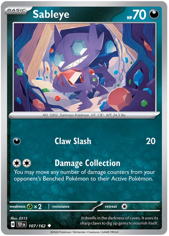 Sableye #107 common Pokémon kaart uit de Temporal Forces set