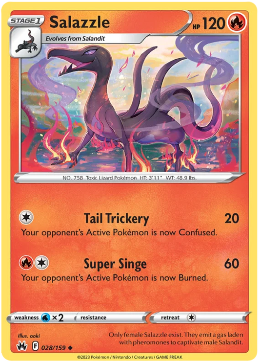Salazzle common #028 Pokémon kaart uit de Crown Zenith set