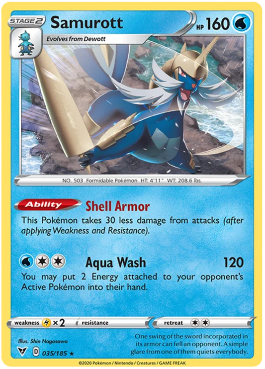 Samurott common kaart 035/185 uit de Pokémon Vivid Voltage set