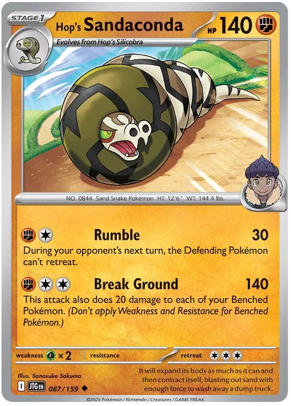 Sandaconda common kaart #087 uit de Pokémon Journey Together set