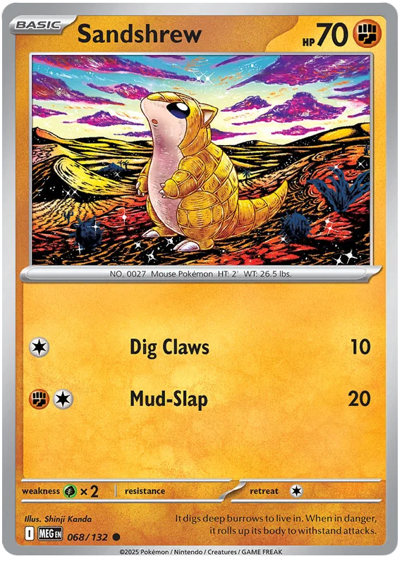 Sandshrew common kaart #068 uit de Pokémon Mega Evolution set