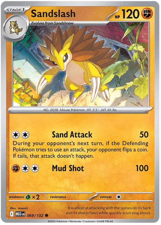 Pokemon kaart Sandslash #069 common uit de Mega Evolution set