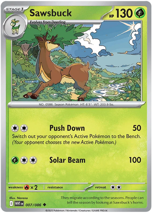 Sawsbuck common Pokémonkaart nummer 007 uit de White Flare set