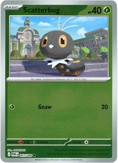 Scatterbug Reverse Holo Pokémon kaart nummer 007 in perfecte staat