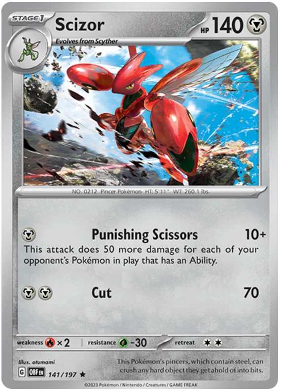 Scizor Holo #141 Pokémon kaart uit de Obsidian Flames set