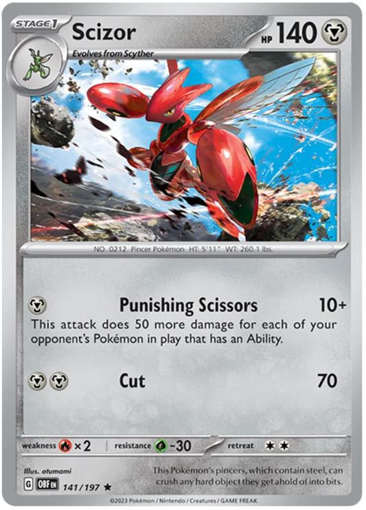 Scizor Holo #141 Pokémon kaart uit de Obsidian Flames set