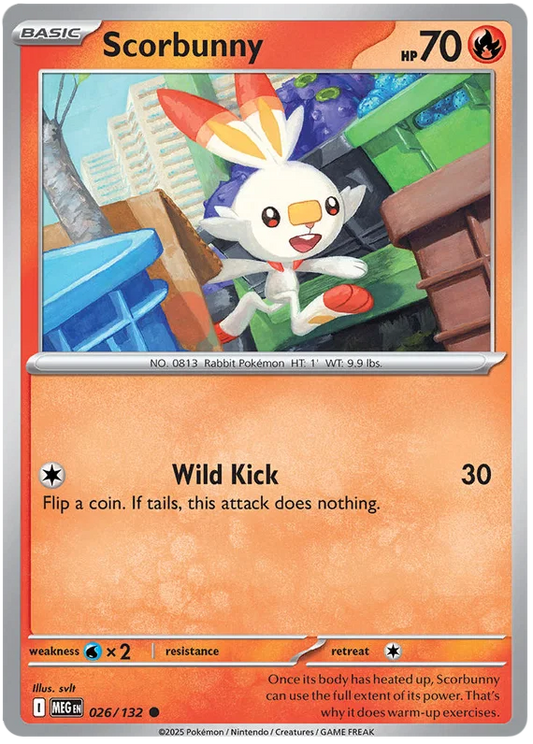 Scorbunny #026 common Pokémon kaart uit de Mega Evolution set