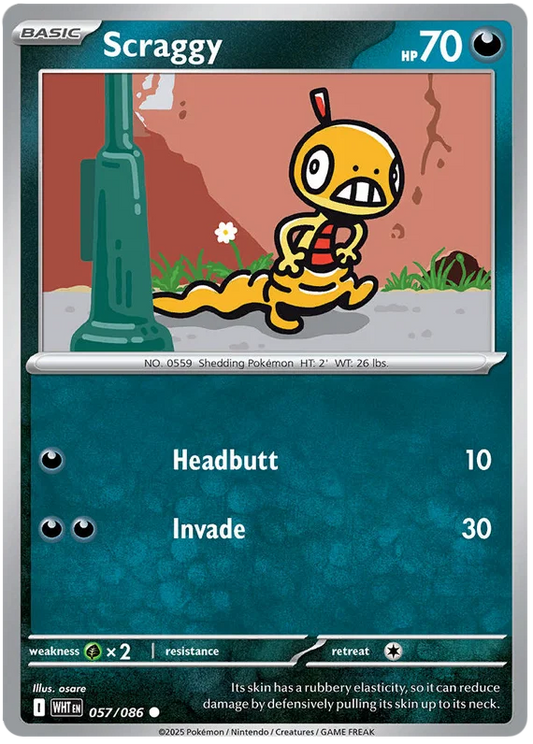 Scraggy common kaart #057 uit de Pokémon White Flare set