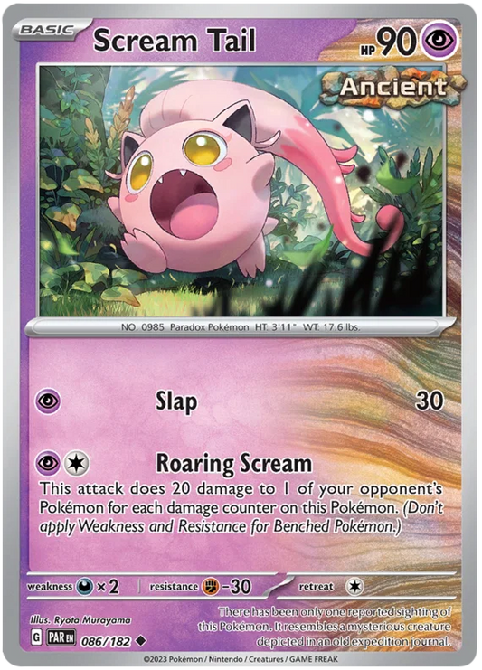 Scream Tail common kaart #086 uit de Pokémon Paradox Rift set