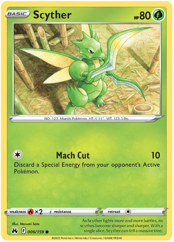 Scyther #006 common Pokémon kaart uit de Crown Zenith set