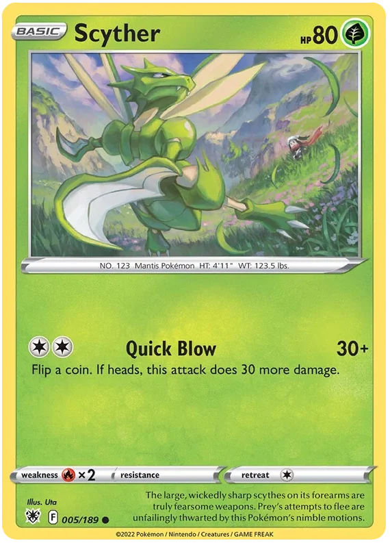 Scyther common kaart nummer 005/189 uit Pokémon Astral Radiance set
