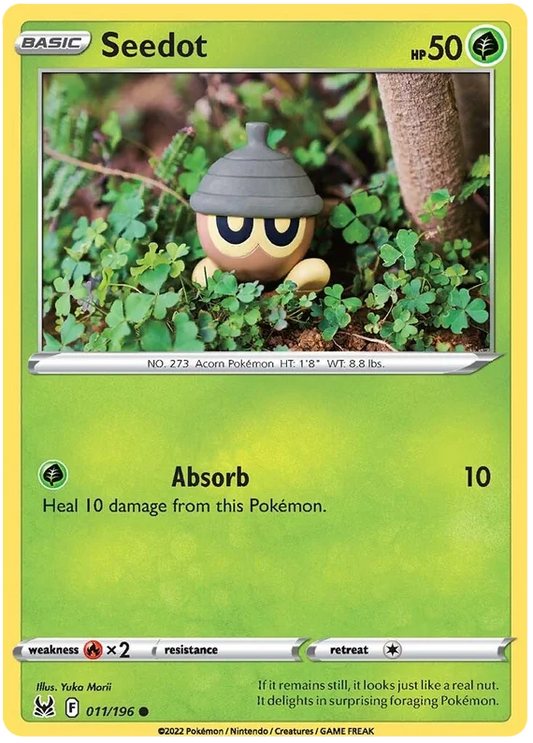 Seedot common Pokémon kaart 011/196 uit de Lost Origin set
