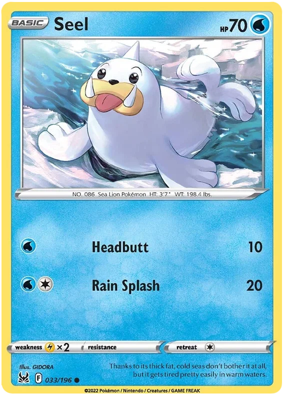 Pokémon Seel #033/196 common kaart uit de Lost Origin set