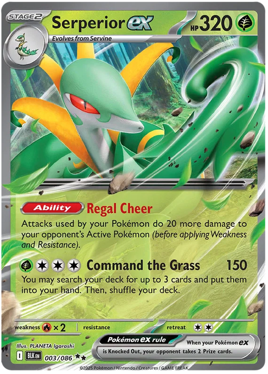 Pokémon Serperior ex #003 uit de Black Bolt set, losse kaart