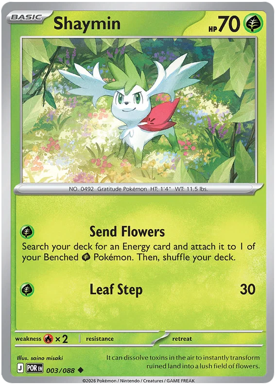 Shaymin common Pokémon kaart nummer 003 uit de Perfect Order set