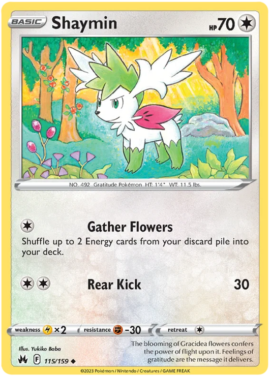 Shaymin common kaart nummer 115 uit de Pokémon Crown Zenith set