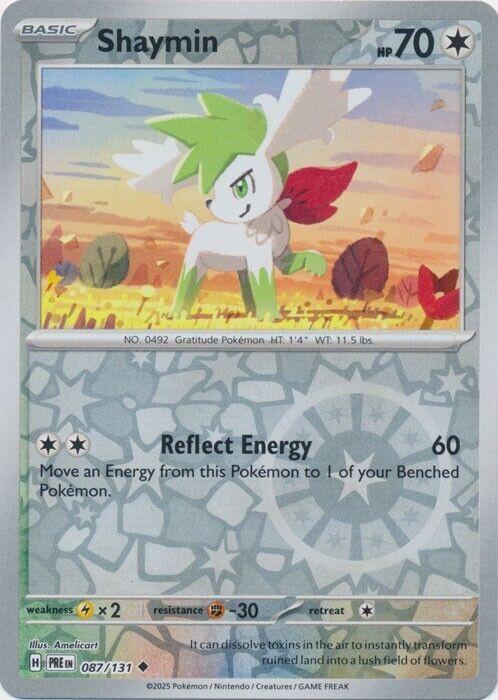 Shaymin Reverse Holo kaart #087 uit de Pokémon Prismatic Evolutions set
