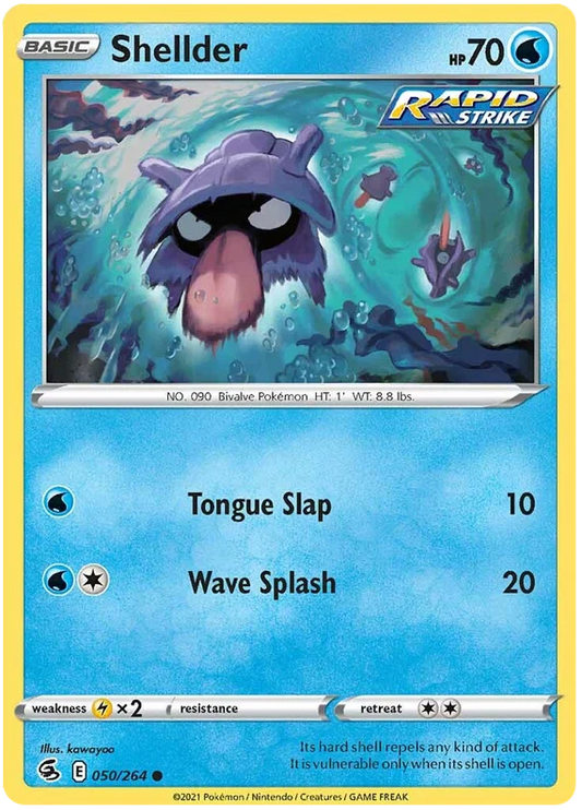 Shellder common Pokémon kaart uit Fusion Strike set met nummer 050/264