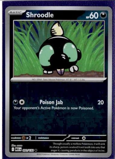 Shroodle #091 reverse holo Pokémon kaart uit de Mega Evolution set
