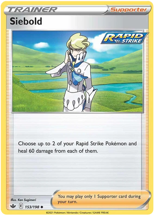 Siebold Trainer Supporter kaart #153/198 uit Pokémon Chilling Reign
