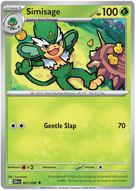 Pokémon Simisage common kaart nummer 005 uit de Black Bolt set