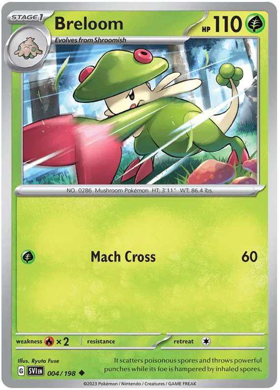 Breloom 004 Pokémon kaart uit Scarlet & Violet Base Set Grass type single