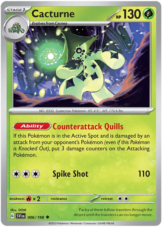 Cacturne 006 Pokémon kaart uit Scarlet & Violet Base Set Grass type single