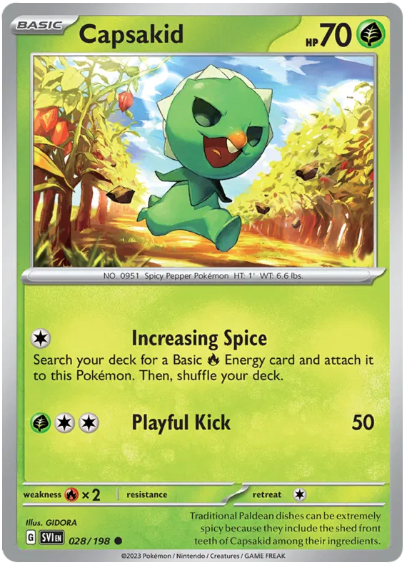 Capsakid 028 Pokémon kaart uit Scarlet & Violet Base Set Grass type single
