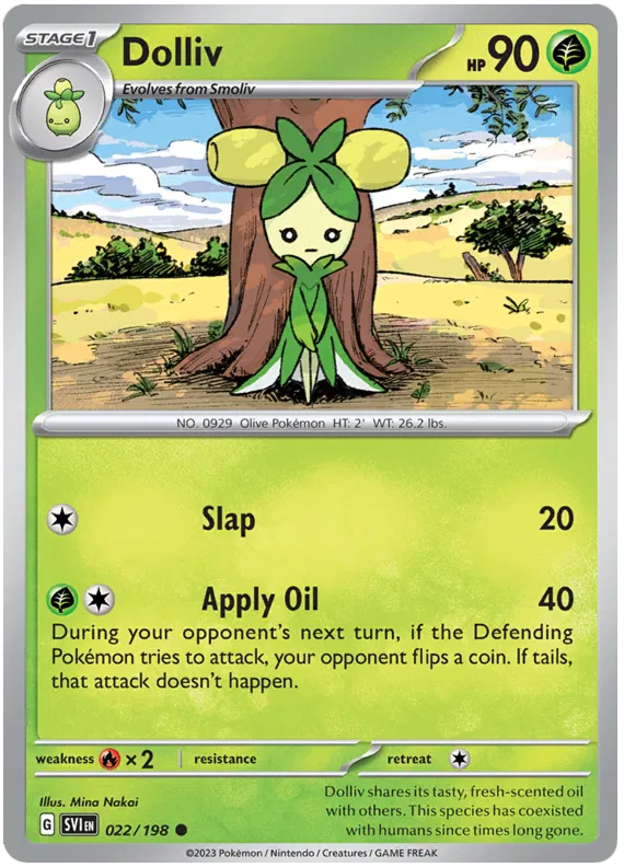 Dolliv 022 Pokémon kaart uit Scarlet & Violet Base Set Grass type single