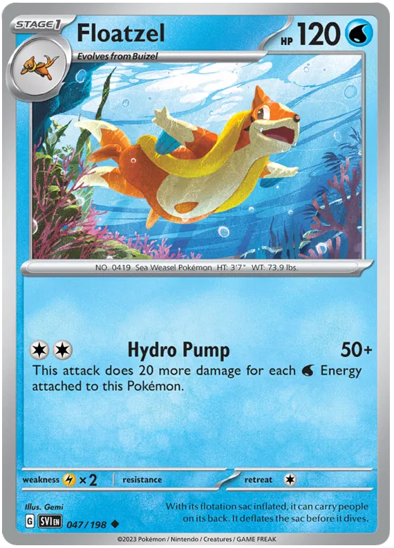 Floatzel 047 Pokémon kaart uit Scarlet & Violet Base Set Water type single